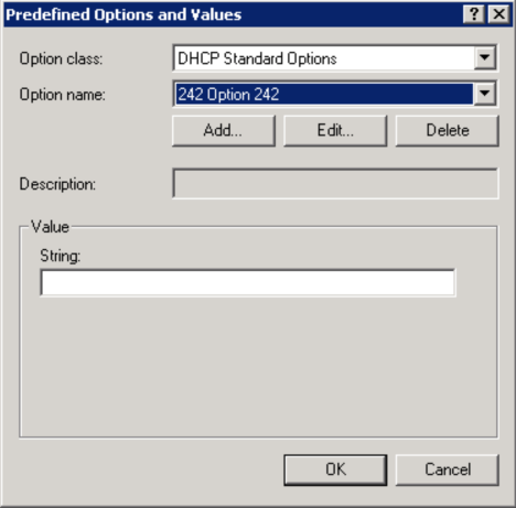 DHCP create option 242