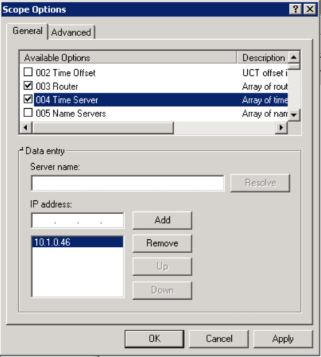 DHCP time server